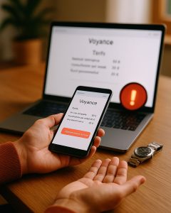 Une personne qui consulte un site de voyance claire et limpide.