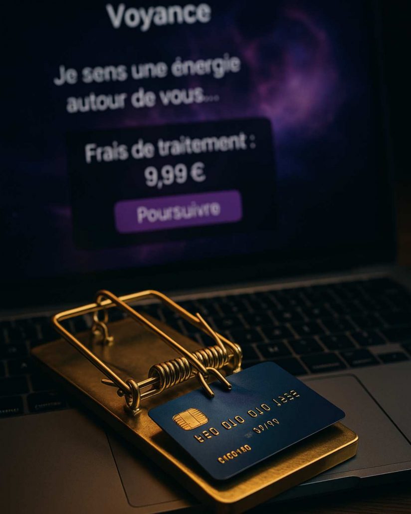 Un site qui invite à payer avec une carte bleue dans un piège à souris.