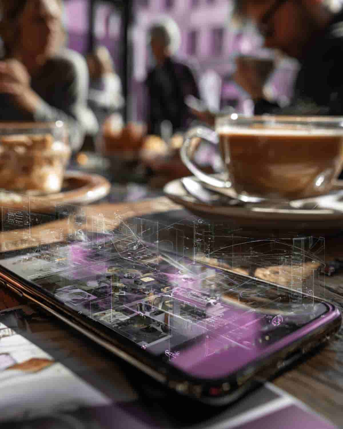 Un téléphone posé à la terrasse d'un café qui laisse échappé toutes les données de son utilisateur après une voyance par mail gratuite.
