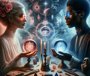 Cette image présente une variété d'outils de divination sur une table antique, chacun mettant en évidence son rôle distinctif dans les lectures psychiques. Cela montre pourquoi les voyants ne voient pas la même chose.