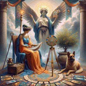 Image de la Pythie de Delphes en train de délivrer ses prophéties représentant les aspects anciens et modernes des oracles