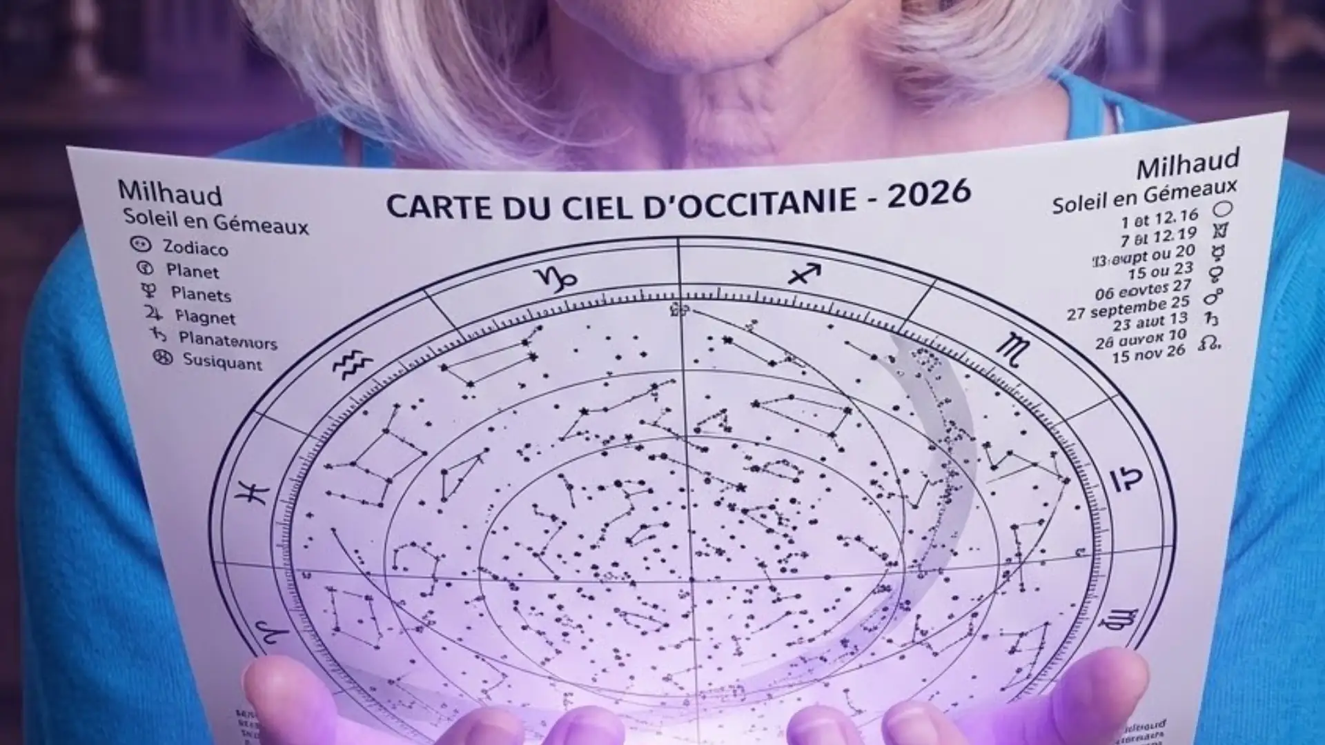 Clemy avec une carte du ciel en Occitanie pour illustrer l’analyse astrologique 2026