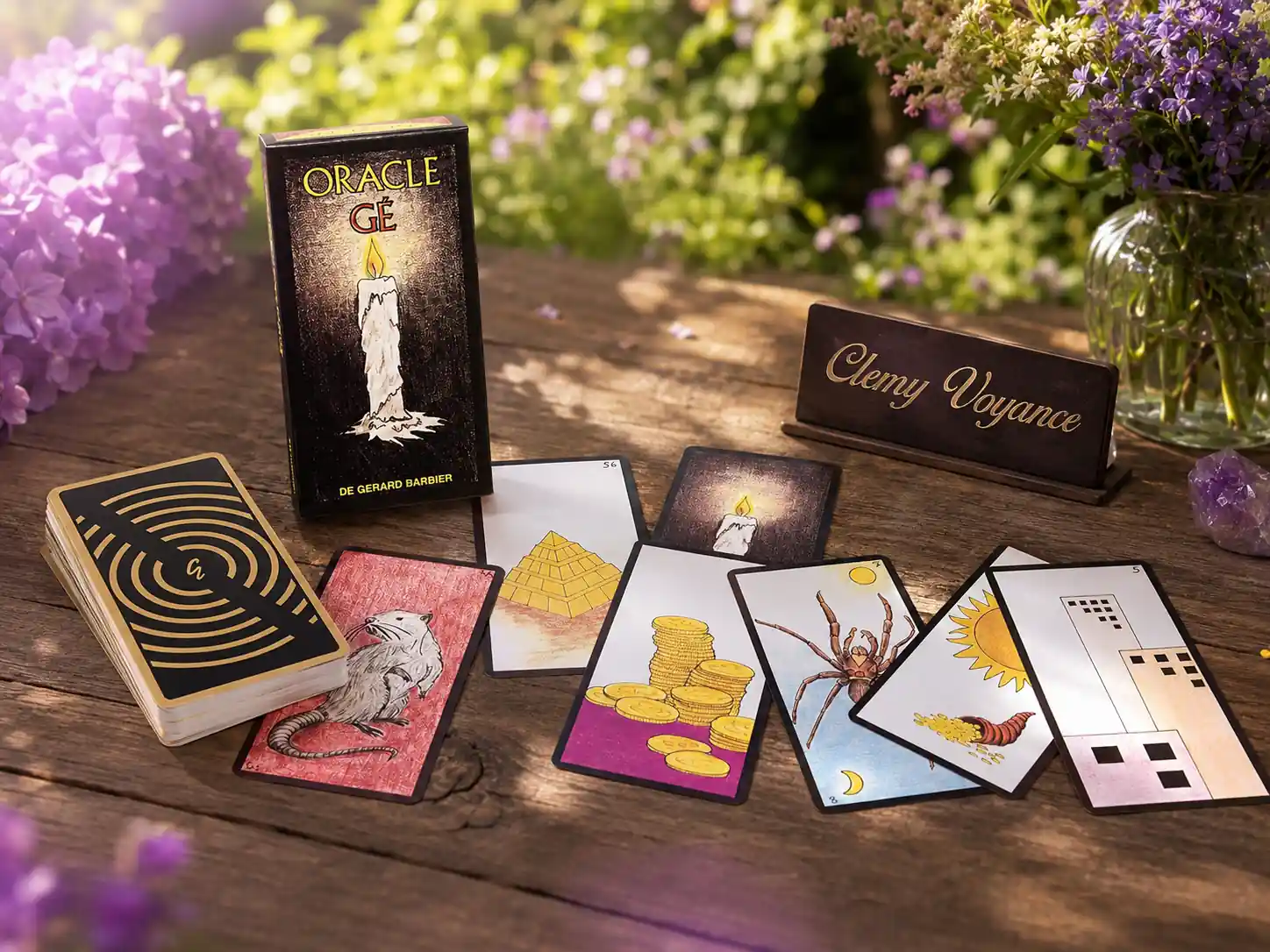 Boîte et cartes de l’Oracle Gé, exemple de support pour commencer la cartomancie