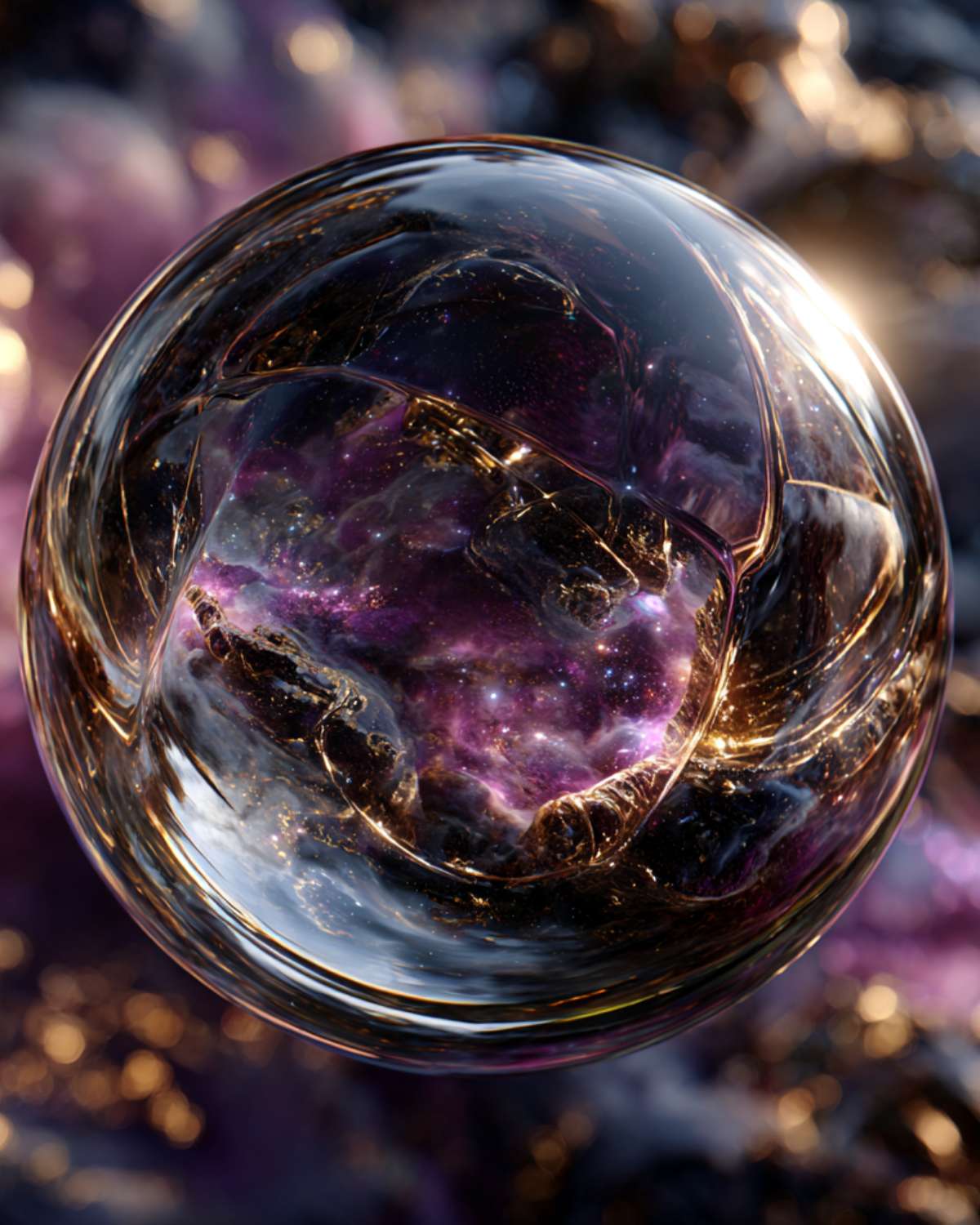 Boule de cristal flottant dans l’univers