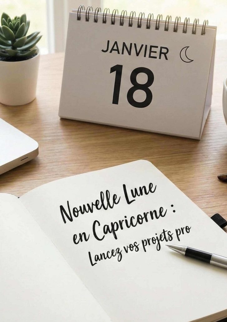 Une note avec un rappel calendrier pour la nouvelle lune du 18 janvier 2026.