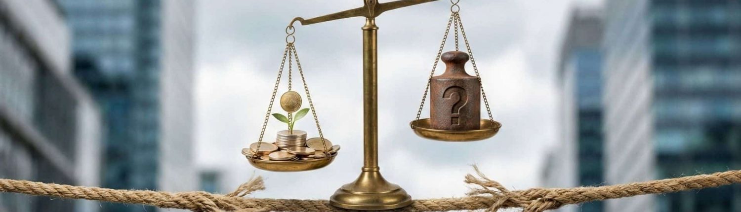 Balance ancienne illustrant les incertitudes économiques