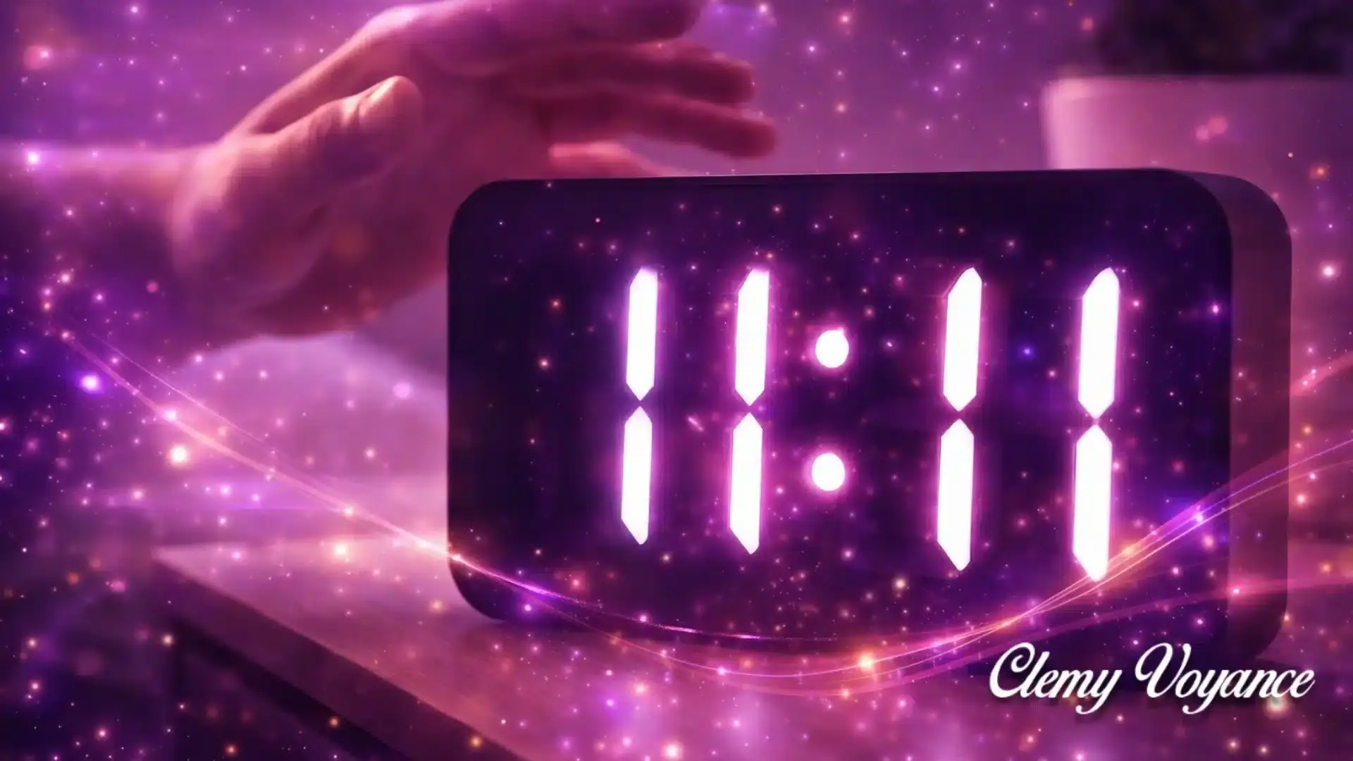 Horloge numérique affichant 11:11, symbole de synchronicité et d'éveil spirituel dans la numérologie moderne.