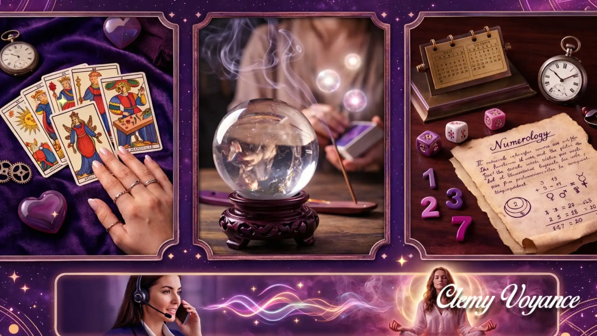 Supports divinatoires de Clémy : Tarot de Marseille, Belline et Numérologie