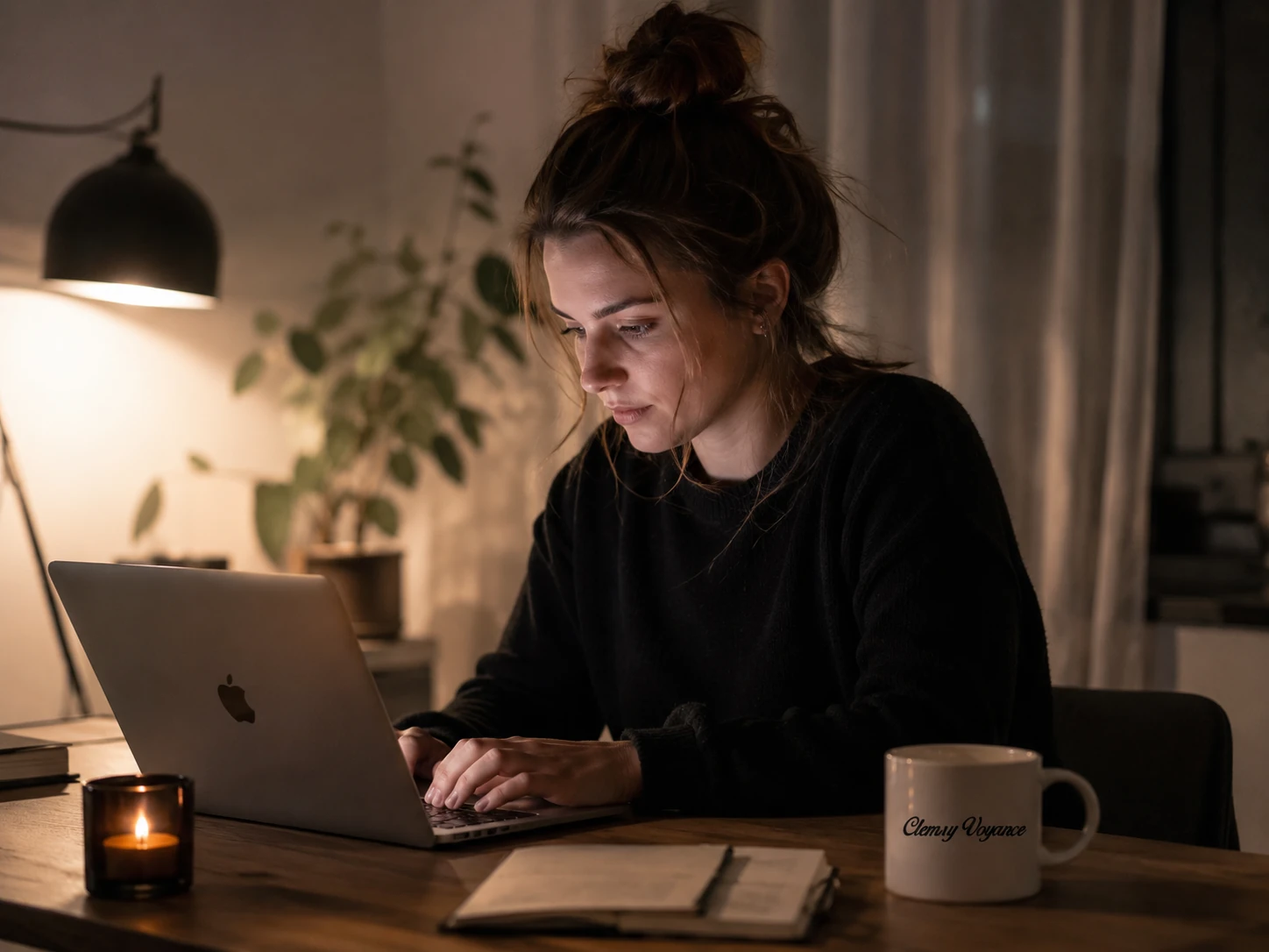 Une personne en train de contacter une professionnelle de l'avenir pour une consultation de voyance par mail