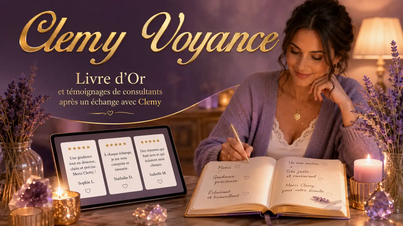 Livre d’Or et témoignages de consultants après un échange avec Clémy.