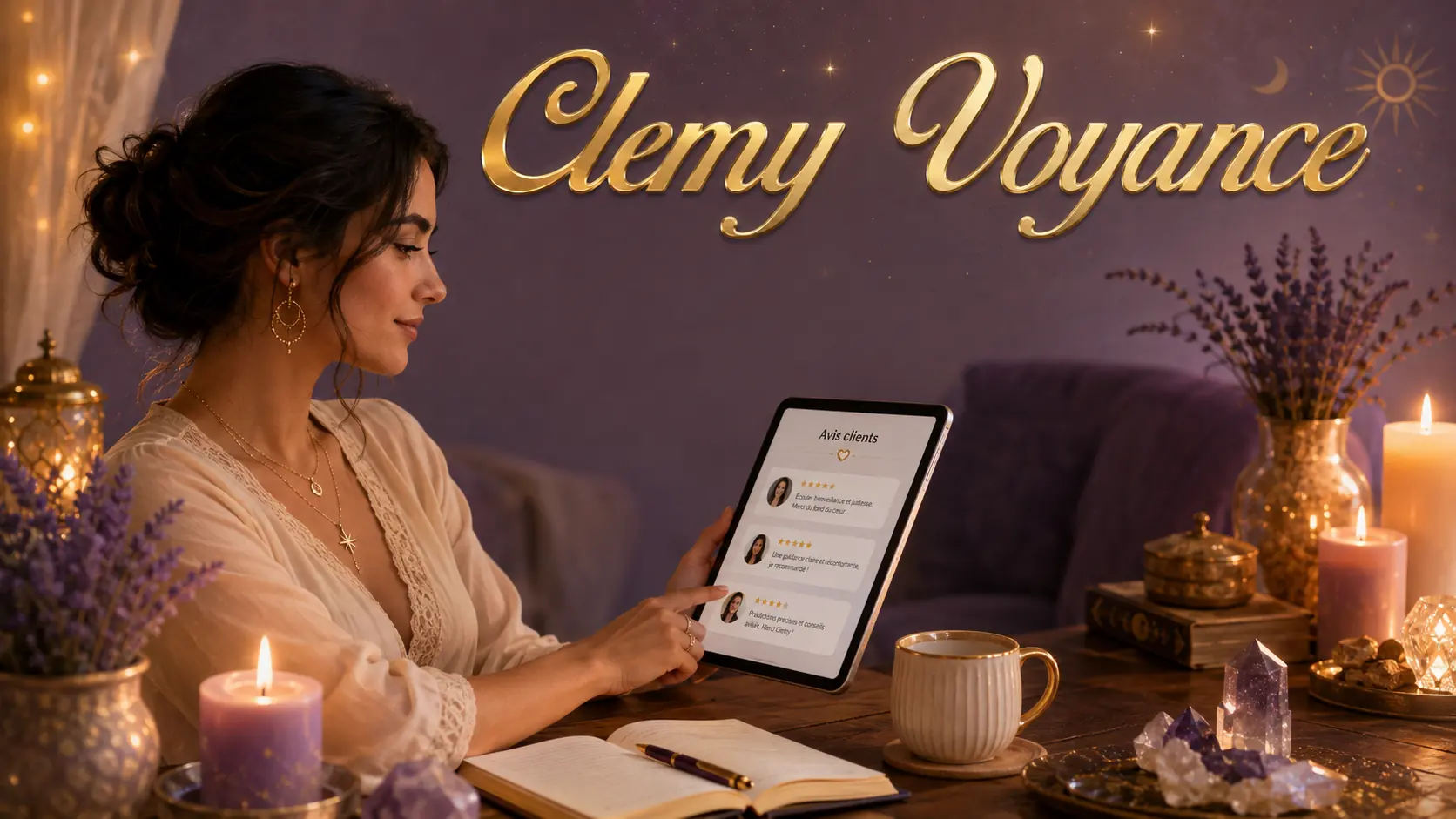Personne consultant plusieurs témoignages avant une voyance par téléphone.