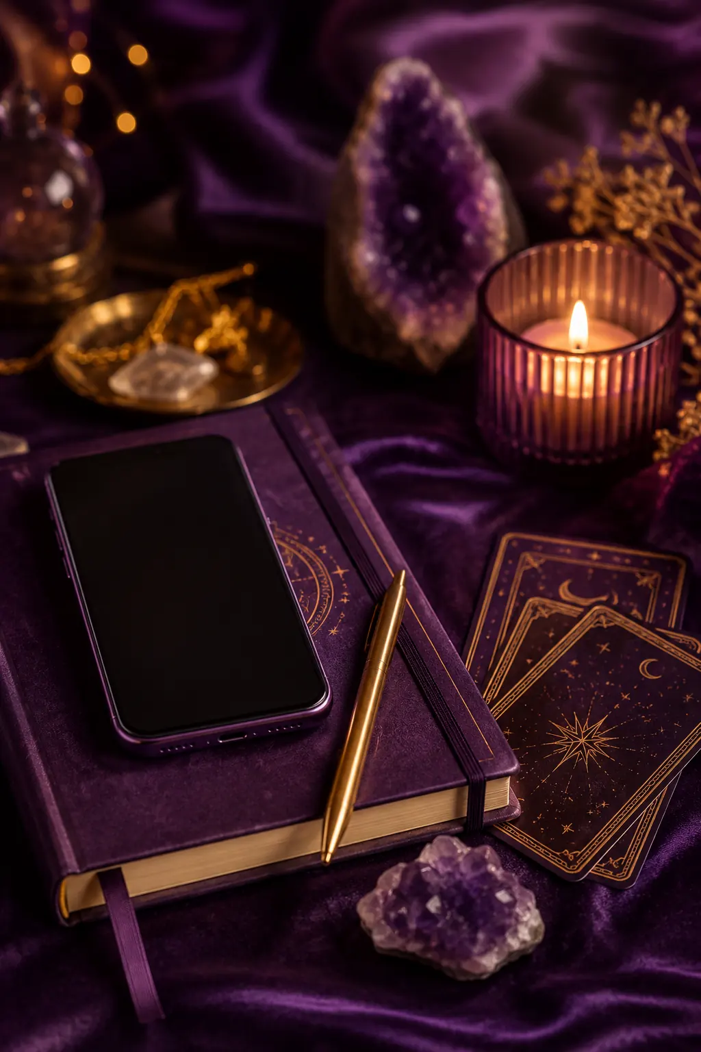 carnet, téléphone et cartes d'oracles pour une séance de voyance sérieuse par téléphone